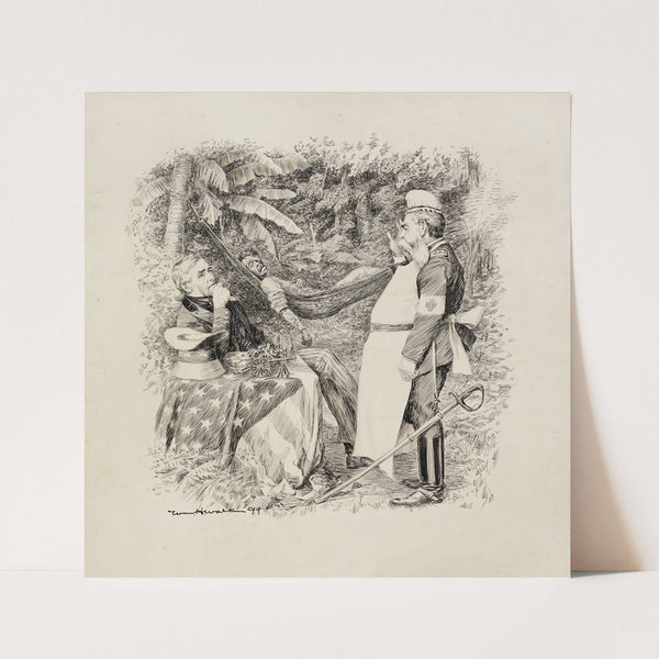 Uncle Sam speaks to a man in Red Cross uniform (1899) by William Henry Walker