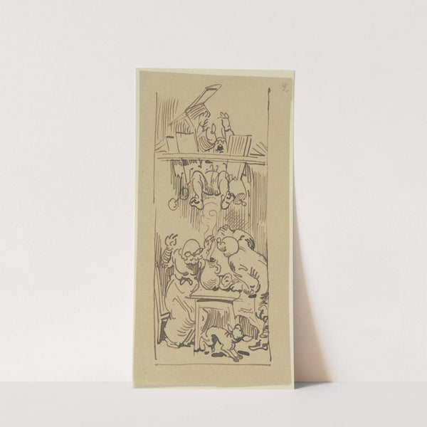 Und kracks! – zu groß wir das Gewicht; Die Decke trägt es nicht – und – bricht (1871) by Wilhelm Busch