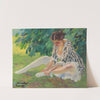 Undressing (sitting in the grass) (1910) by Edward Cucuel