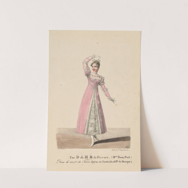 Une dame de Ferrare (Mmes. Fanny, Paul) dans La mort du Tasse, opéra en 3 actes (1821) by Auguste Garneray