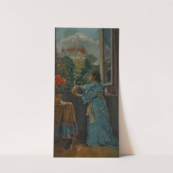 Une femme à fenêtre (The Blue Kimono) (circa 1871-72) by Alfred Stevens