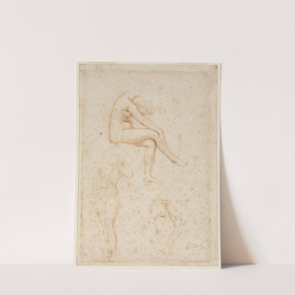 Une femme assise de profil à droite et deux femmes debout by Charles Chaplin