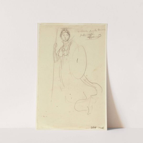 Une femme en armure et bouclier de face (1906) by Albert Besnard