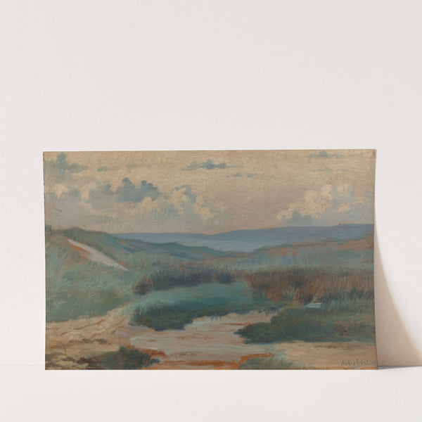 Une mare dans les dunes, le soir, Siouville by Alphonse Osbert