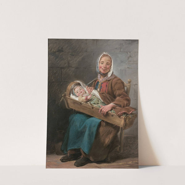 Une Savoyarde (portrait de Geneviève Lorry, épouse du peintre, tenant son fils Jean-Noël dans un berceau) by Nöel Hallé