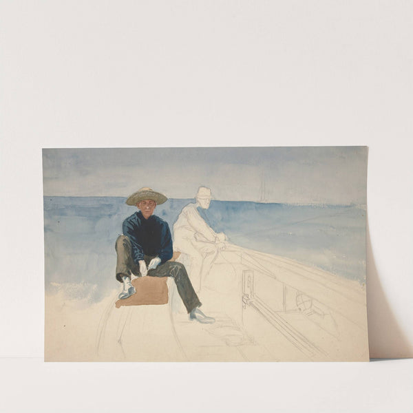 Unfinished drawing of two men sailing (1987) by Edwin Austin Abbey