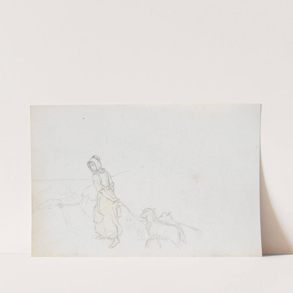 Ung kvinne med hunder, Rügen by Hans Gude