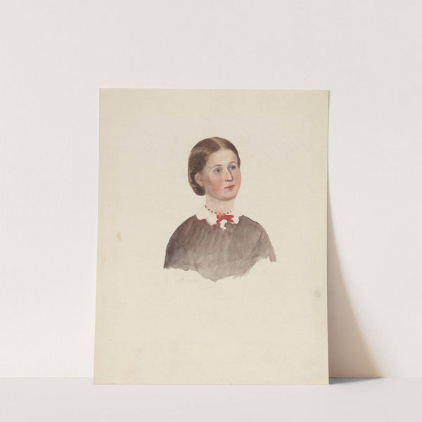 Ung kvinne med rød halssløyfe by Adolph Tidemand