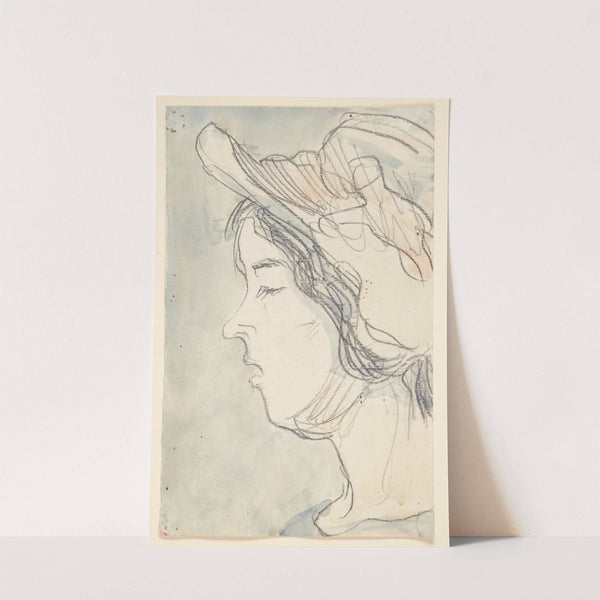 Ung pige med hat, profil tv by Harald Giersing