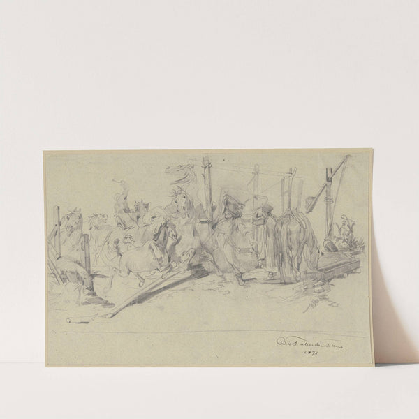 Ungarische Pferdehirten treiben ihre Tiere zusammen (1875) by Otto von Faber du Faur