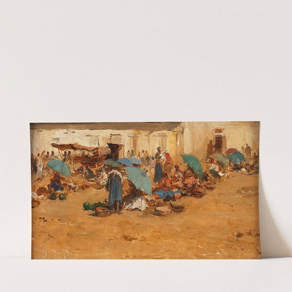 Ungarischer Markt mit blauen Schirmen (1874) by August von Pettenkofen