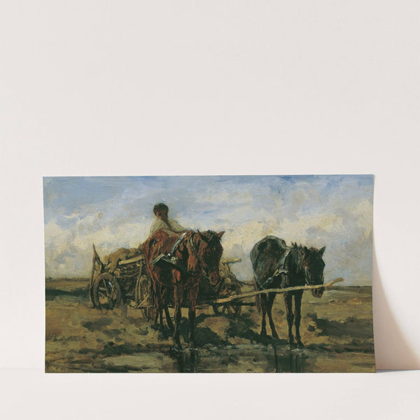 Ungarisches Bauernfuhrwerk am Wasser (1870-1880) by August von Pettenkofen