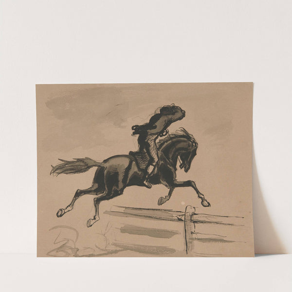 Unidentified Illustration of a Rider Jumping a Fence (1986) by Edwin Austin Abbey