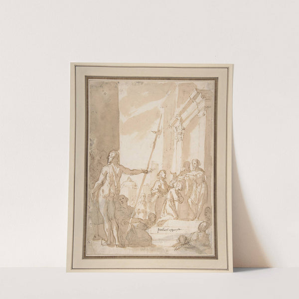 Unidentified subject; Standing Figure Placing a Scapular on a Kneeling Figure by Astolfo Petrazzi