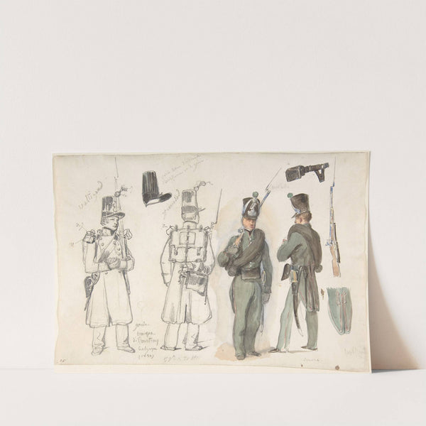 Uniforms of the civil guard in Courtray, Belgium by Denis Auguste Marie Raffet