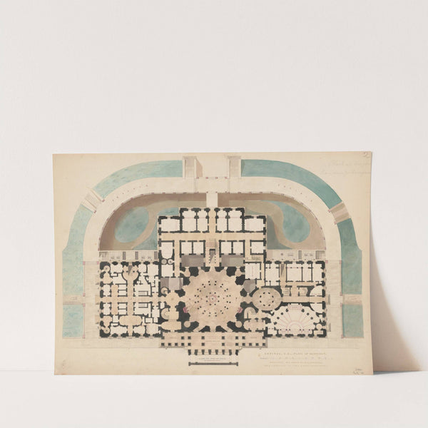United States Capitol, Washington, D.C. Basement floor plan by Alexander Jackson Davis