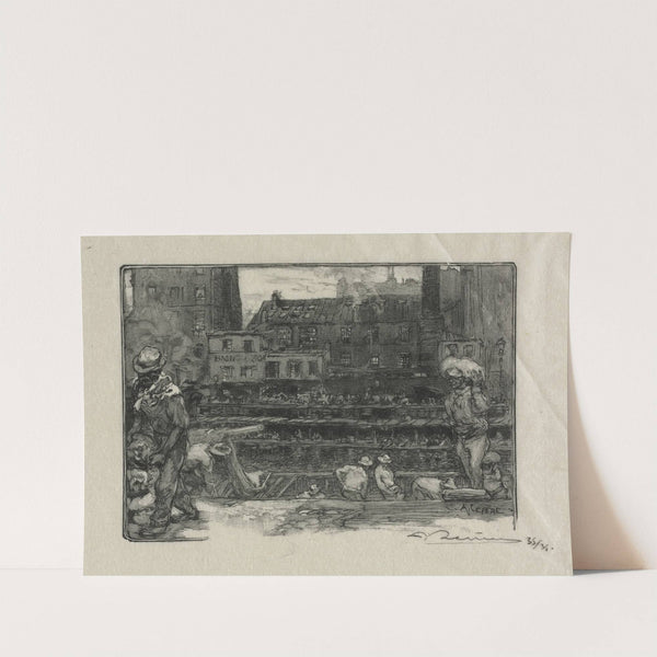 Unloaders of Plaster (Canal St. Martin) (1890) by Auguste Louis Lepère