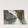 Unter den Linden mit Droschken im Regen by Lesser Ury