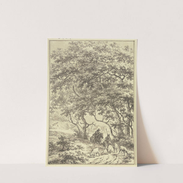 Unter hohen Bäumen ein Reiter und ein Schafhirte by Jacob Cats