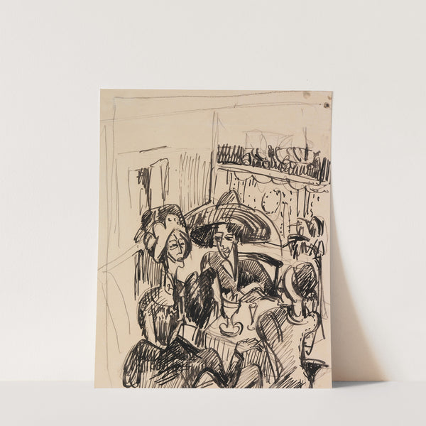 Unterhaltung im Café (Ca) by Ernst Ludwig Kirchner