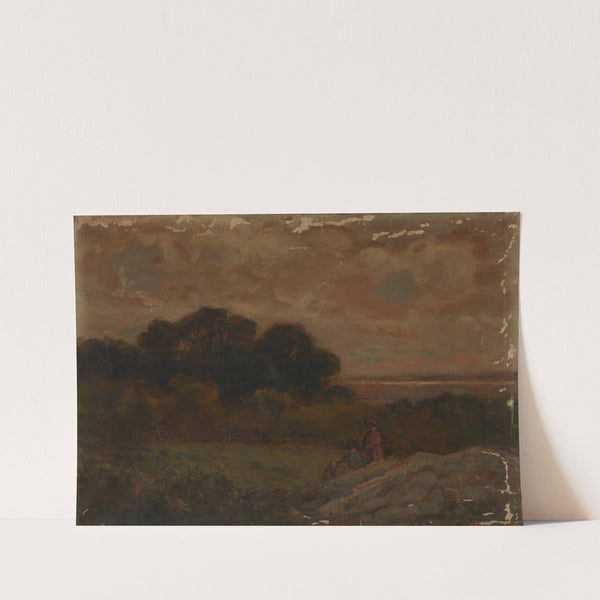 Untitled (Landscape with Two Women Reclining on Rocks). by Edward Mitchell Bannister