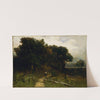 Untitled (landscape, woodcutter on path) by Edward Mitchell Bannister