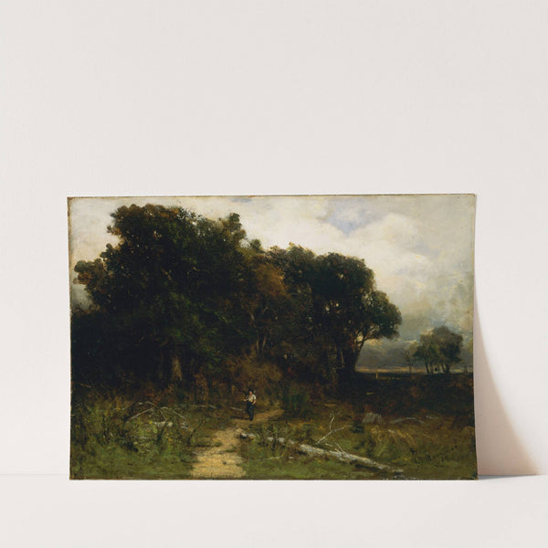 Untitled (landscape, woodcutter on path) by Edward Mitchell Bannister