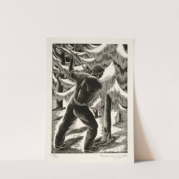 Untitled (man cutting down tree) by Arnold Wiltz