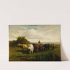Untitled (man on horseback, woman on foot driving cattle) by Edward Mitchell Bannister