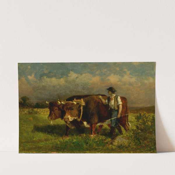 Untitled (man with two oxen) by Edward Mitchell Bannister