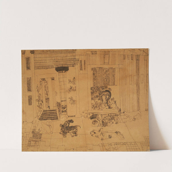 Untitled (palace with emperor statue and tigers) by Carl Fredrik Hill