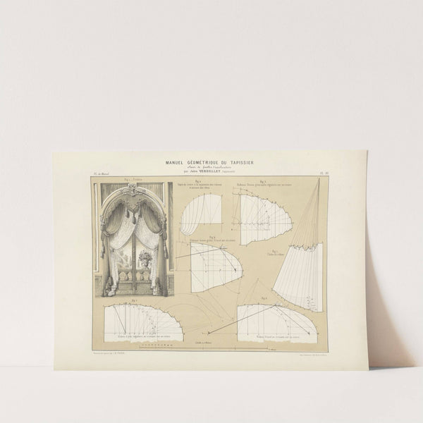 Untitled plate featuring window draperies and their plans. (1859) by Jules Verdellet