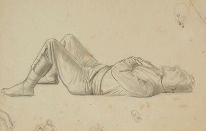 Untitled (study of reclining man) – preparatory drawing for ‘ The marriage at Cana’ — size preview