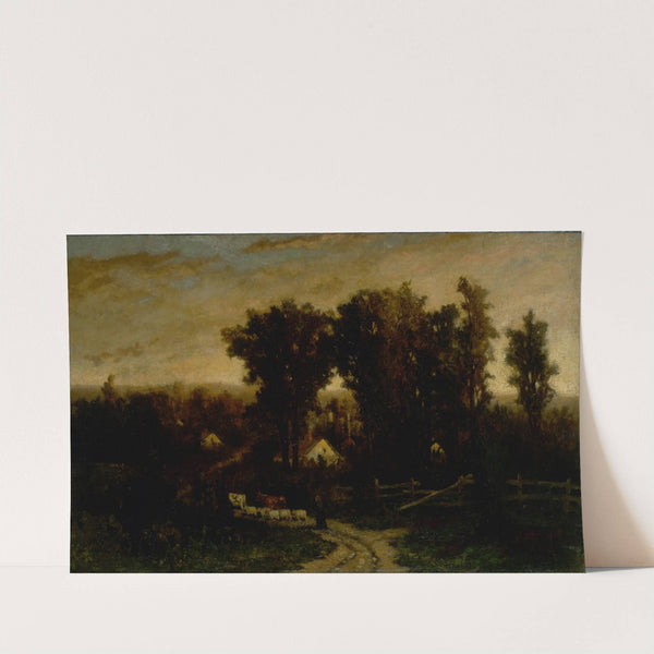 Untitled (woman with cattle and sheep at dusk). by Edward Mitchell Bannister