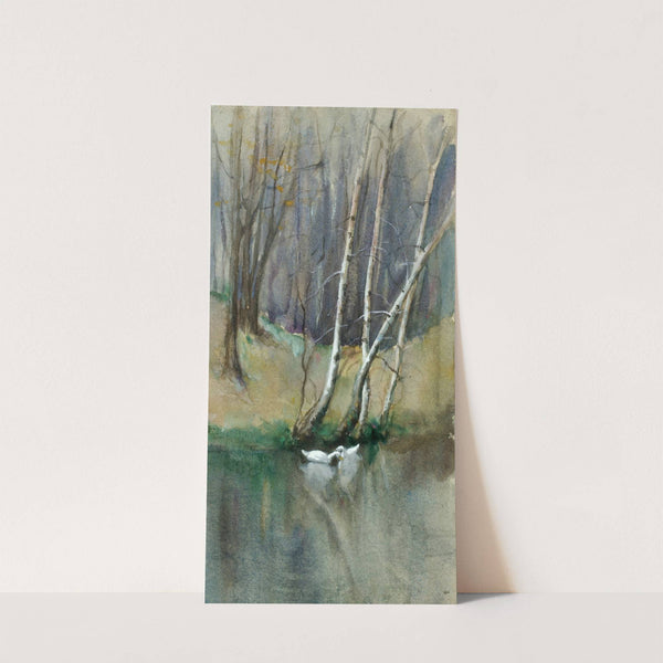 Untitled (Wood Scene with Birch Trees and Ducks) by Edward Mitchell Bannister