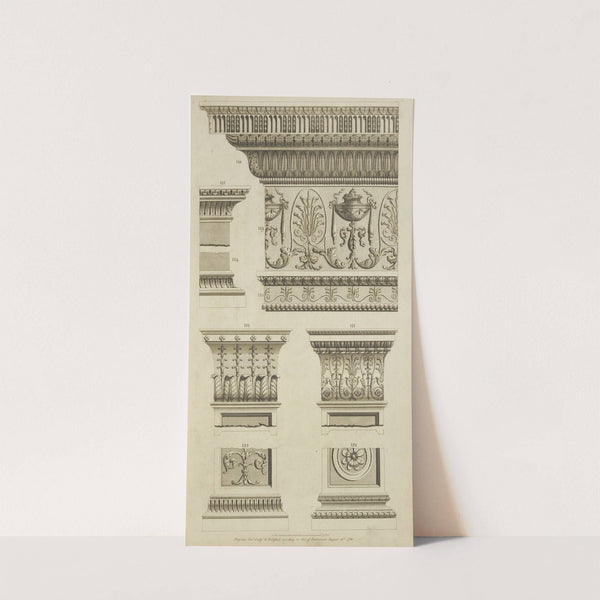 Upper right design of cornice, frieze, and architrave. by Michael Angelo Pergolesi