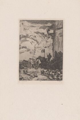 Uprising with men at a barricade (1856-1897_1856-1897)