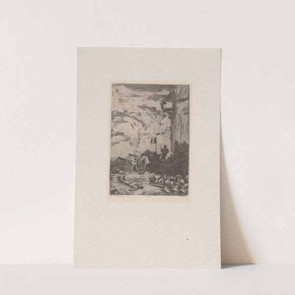 Uprising with men at a barricade (1856-1897_1856-1897) by Henri-Charles Guérard