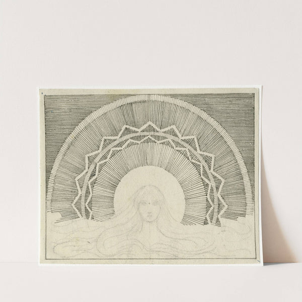 Vaag vrouwenhoofd met weelderig haar, in grote nimbus by David Humbert de Superville