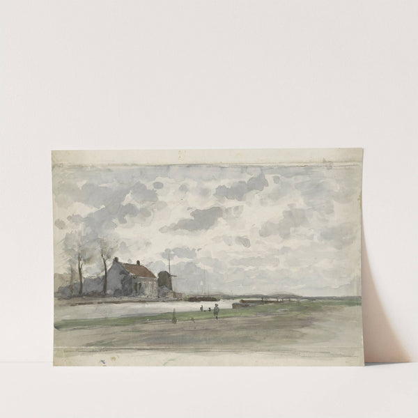 Vaart met een molen by Julius Jacobus van de Sande Bakhuyzen