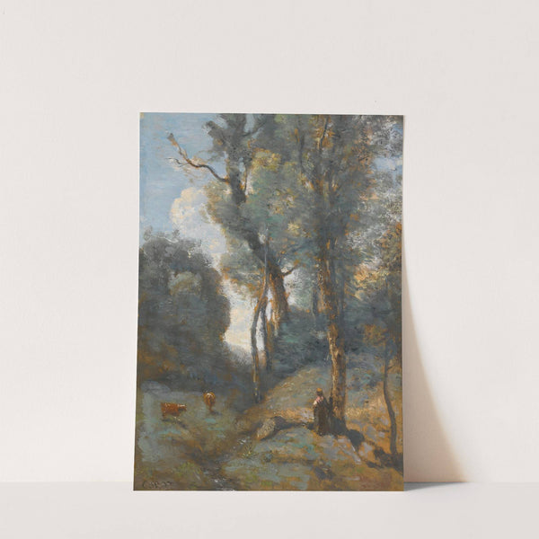 Vachère Sur Un Coteau Boisée by Jean-Baptiste-Camille Corot