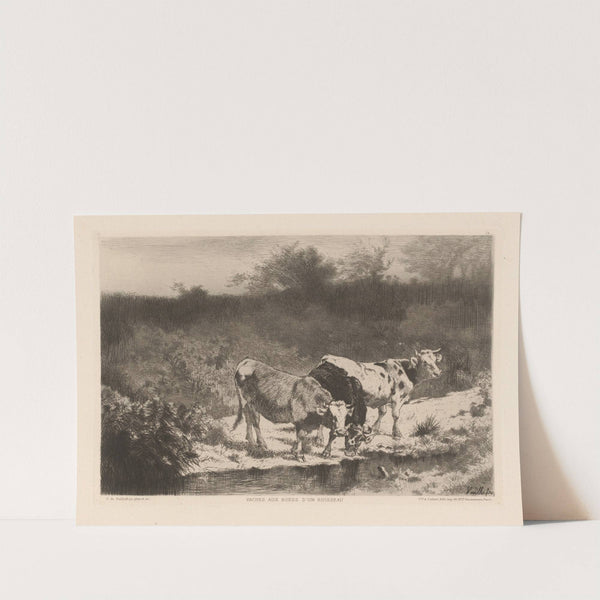 Vaches aux bords d’un ruisseau (1880) by Félix de Dominique Vuillefroy