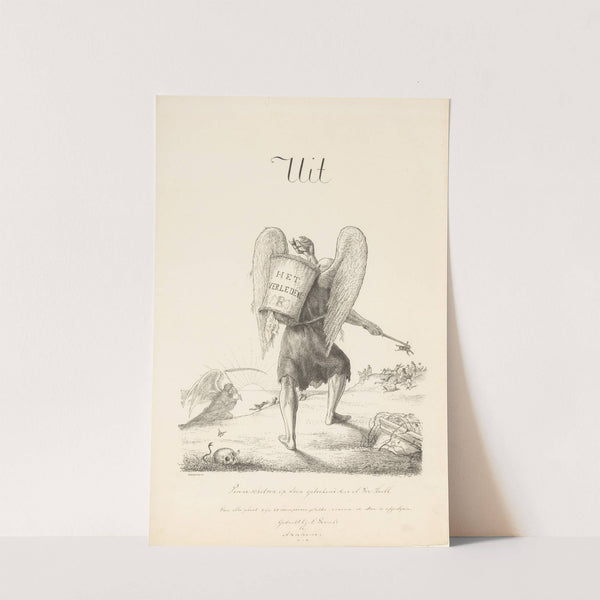 Vader Tijd pakt vluchtende mensen op en stopt ze in een mand (1864) by Alexander Ver Huell