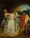 Valentine rescuing Silvia from Proteus, from Shakespeare’s ‘The Two Gentlemen of Verona,’ Act V, Scene 4, the Outlaws’ Cave