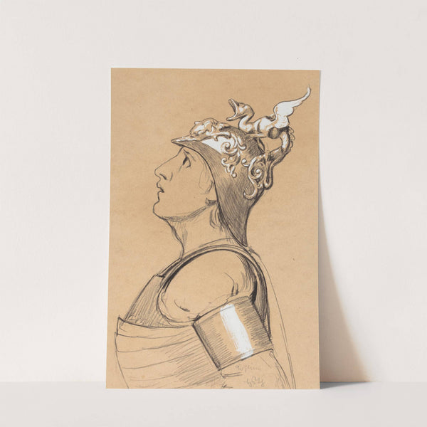 Valkyrie (Costume Study for Bayreuth) Head with Helmet (ca 1894-1896) by Hans Thoma
