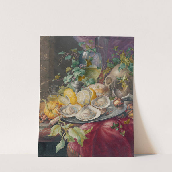 Vanitas Still Life With Oysters And Skull by Herman Henstenburgh