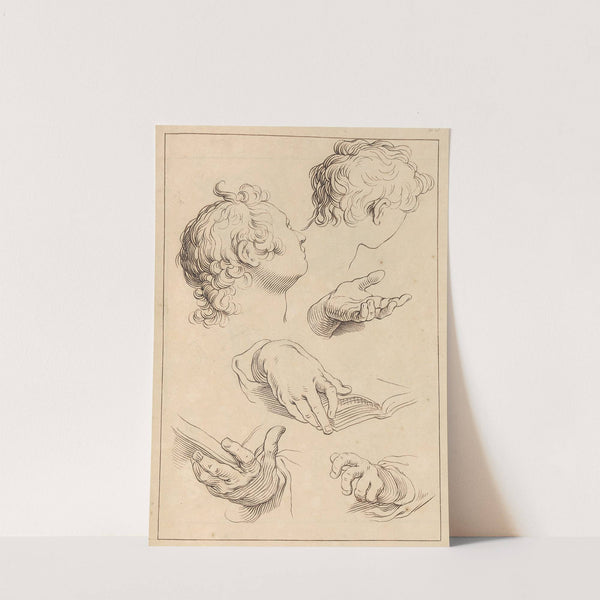 Various Sketches of Heads and Hands by Hamlet Winstanley