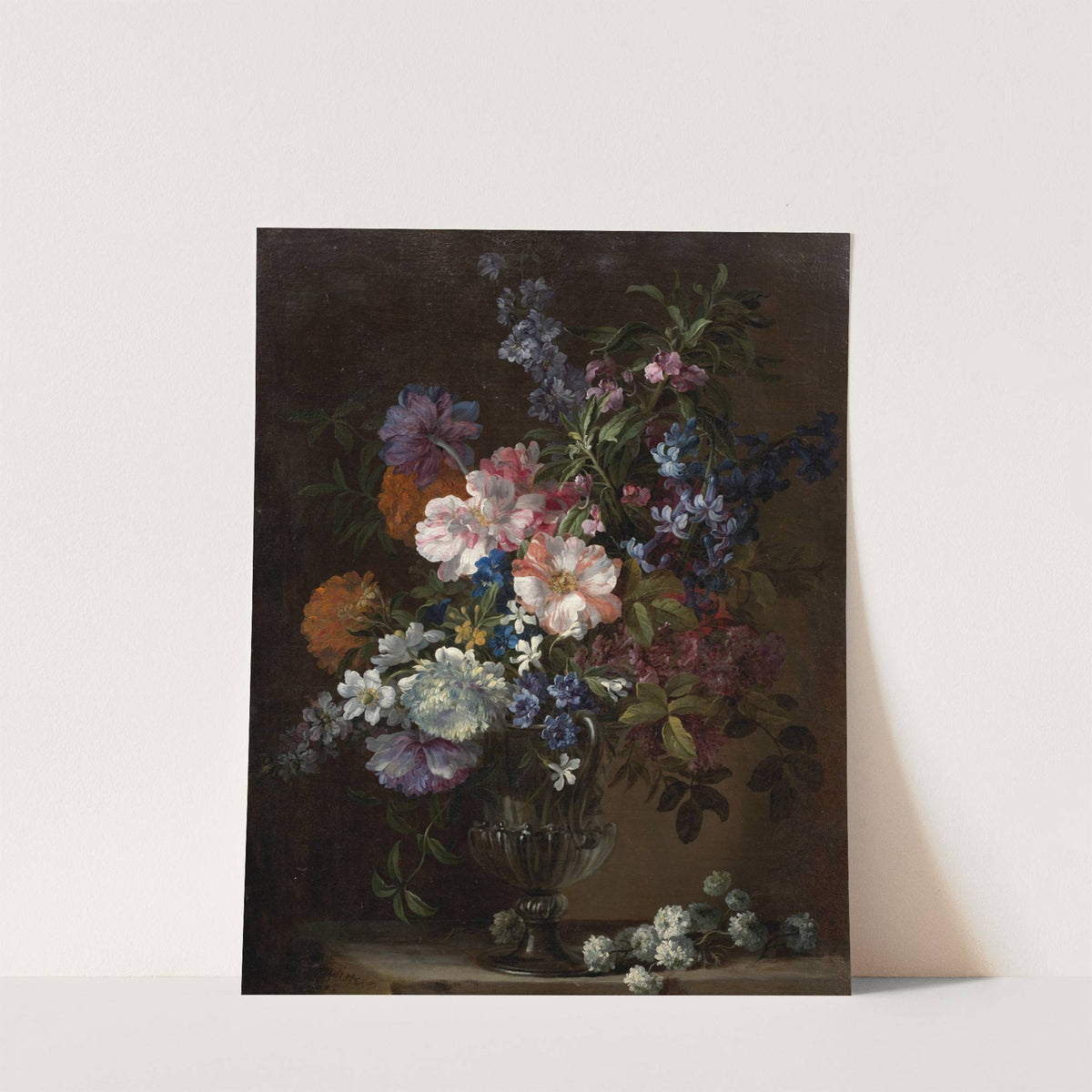 Vase de fleurs sur un entablement by Jean-Baptiste Monnoyer