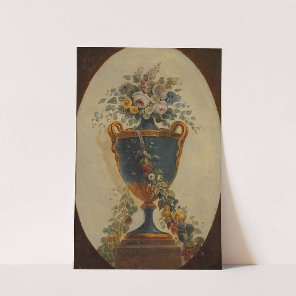 Vase of Flowers Draped with Garlands by Anonymous