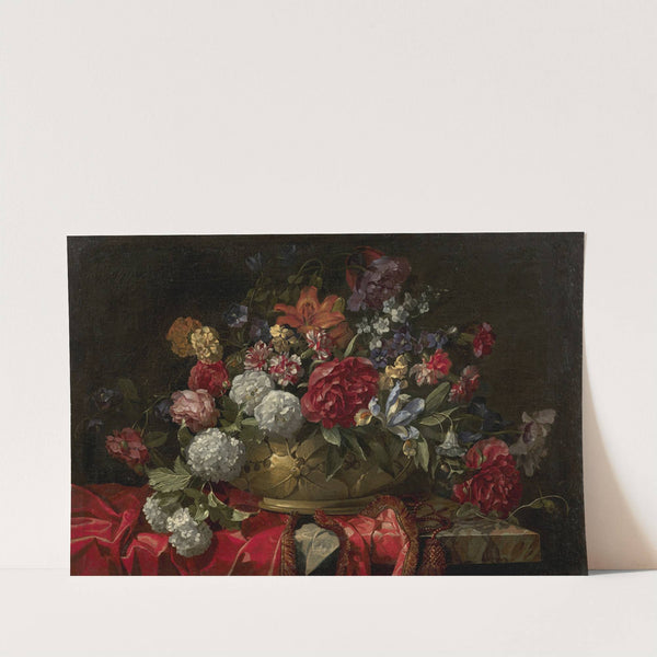 Vase of flowers on an entablature by François Habert